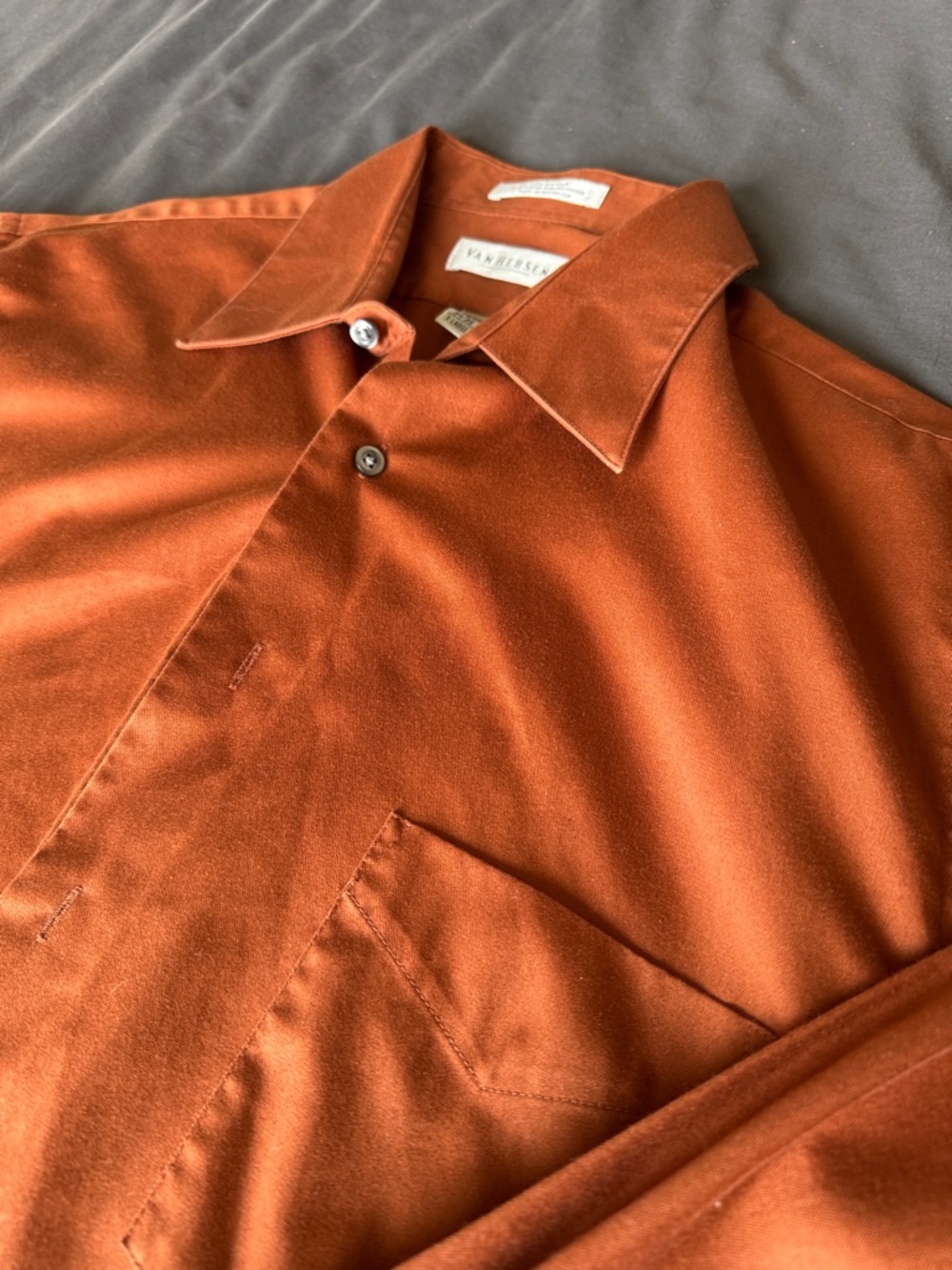 Van Heusen Men’s Burnt Orange Casual Button-Down Shirt